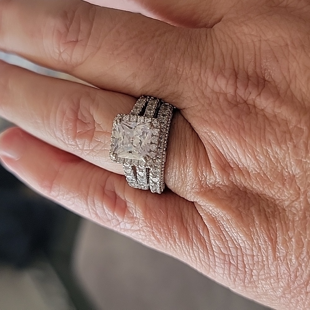 Sterling silver CZ wedding set